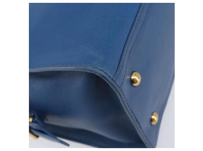 Autre Marque SAINT LAURENT Borsa a mano Cavas Chic in pelle 2way Blu Oro 279079 Auth 204300A D'oro - vista 19