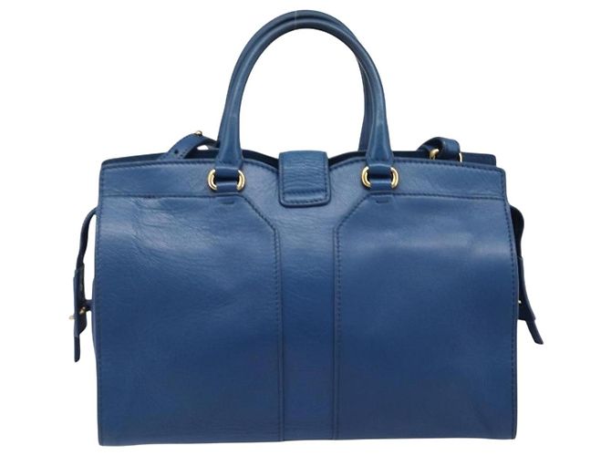 Autre Marque SAINT LAURENT Borsa a mano Cavas Chic in pelle 2way Blu Oro 279079 Auth 204300A D'oro - vista 2