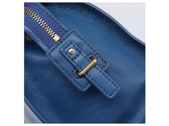 Autre Marque SAINT LAURENT Borsa a mano Cavas Chic in pelle 2way Blu Oro 279079 Auth 204300A D'oro - vista 20