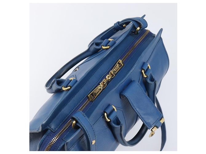 Autre Marque SAINT LAURENT Borsa a mano Cavas Chic in pelle 2way Blu Oro 279079 Auth 204300A D'oro - vista 22