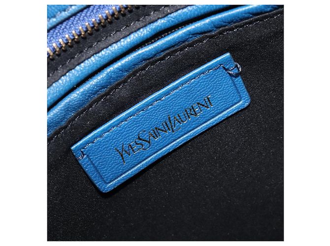 Autre Marque SAINT LAURENT Borsa a mano Cavas Chic in pelle 2way Blu Oro 279079 Auth 204300A D'oro - vista 24