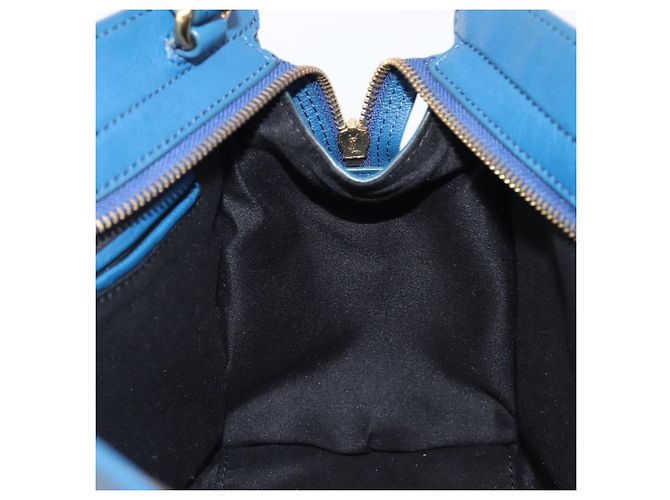 Autre Marque SAINT LAURENT Borsa a mano Cavas Chic in pelle 2way Blu Oro 279079 Auth 204300A D'oro - vista 25