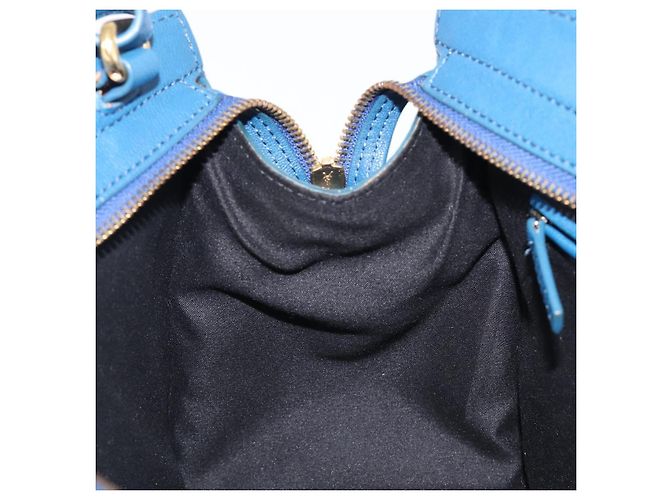 Autre Marque SAINT LAURENT Borsa a mano Cavas Chic in pelle 2way Blu Oro 279079 Auth 204300A D'oro - vista 26