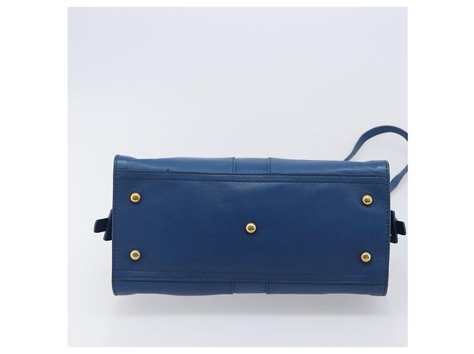 Autre Marque SAINT LAURENT Borsa a mano Cavas Chic in pelle 2way Blu Oro 279079 Auth 204300A D'oro - vista 5