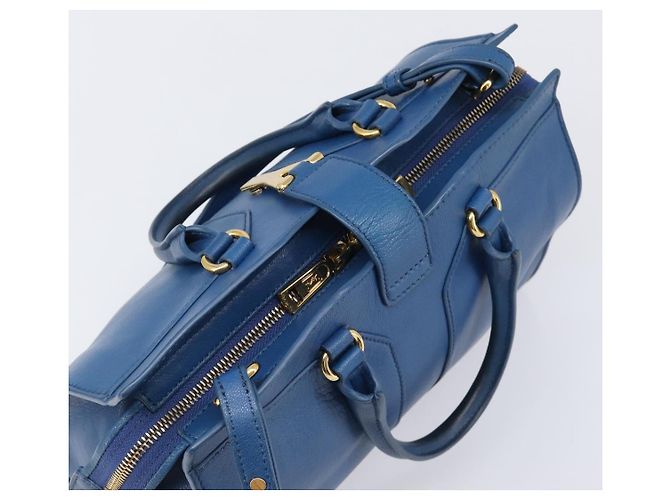 Autre Marque SAINT LAURENT Borsa a mano Cavas Chic in pelle 2way Blu Oro 279079 Auth 204300A D'oro - vista 6