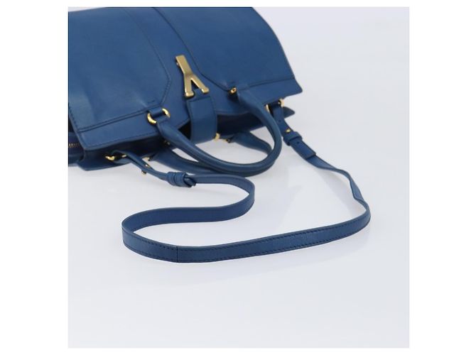Autre Marque SAINT LAURENT Borsa a mano Cavas Chic in pelle 2way Blu Oro 279079 Auth 204300A D'oro - vista 9
