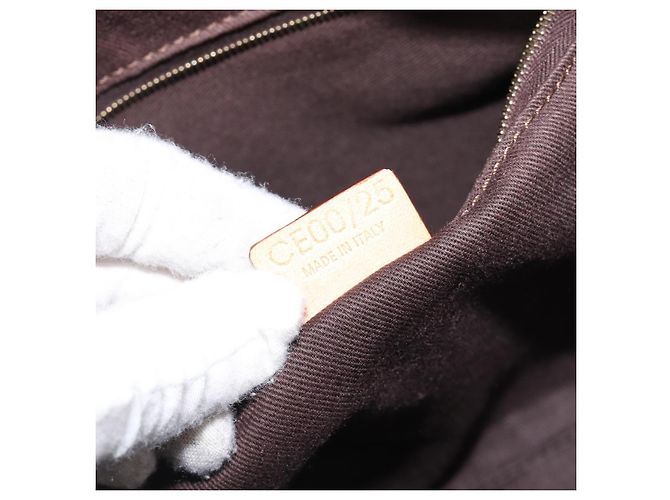Céline CELINE Macadam Canvas Tote Bag PVC Leder Braun Gold Auth 204407A Golden - Ansicht 11