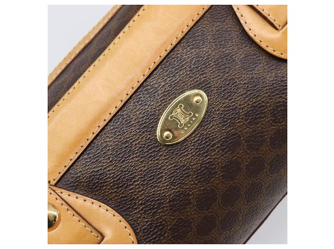 Céline CELINE Macadam Canvas Tote Bag PVC Leder Braun Gold Auth 204407A Golden - Ansicht 18