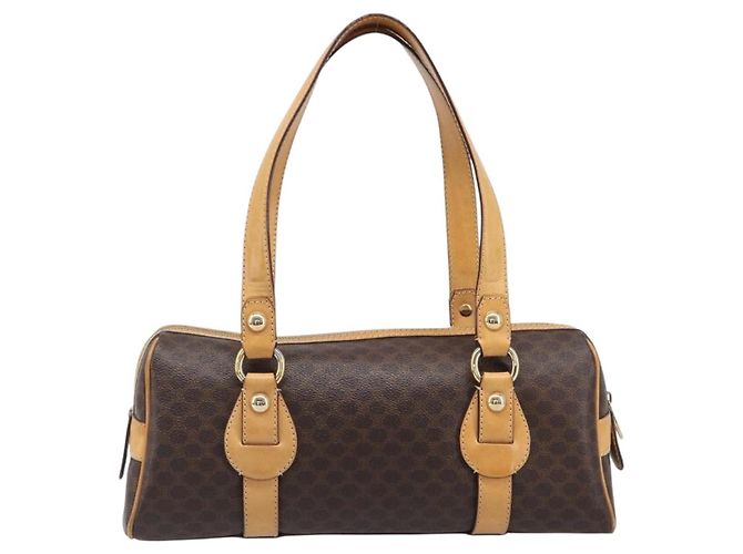 Céline CELINE Macadam Canvas Tote Bag PVC Leder Braun Gold Auth 204407A Golden - Ansicht 2