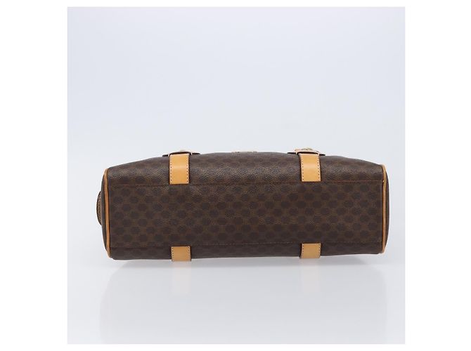 Céline CELINE Macadam Canvas Tote Bag PVC Leder Braun Gold Auth 204407A Golden - Ansicht 5