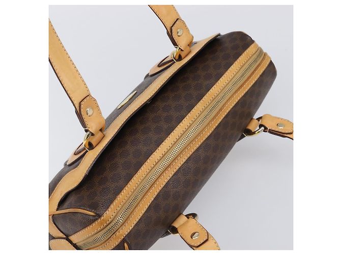 Céline CELINE Macadam Canvas Tote Bag PVC Leder Braun Gold Auth 204407A Golden - Ansicht 6