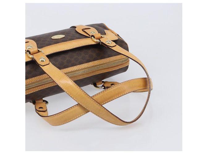 Céline CELINE Macadam Canvas Tote Bag PVC Leder Braun Gold Auth 204407A Golden - Ansicht 7