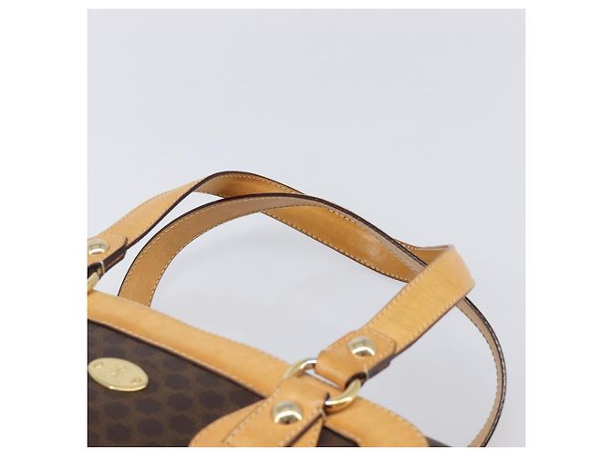 Céline CELINE Macadam Canvas Tote Bag PVC Leder Braun Gold Auth 204407A Golden - Ansicht 8