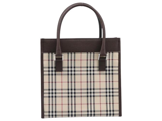 BURBERRY Nova Check Handtasche Canvas Beige Silver Auth 200714V Silber - Ansicht 13