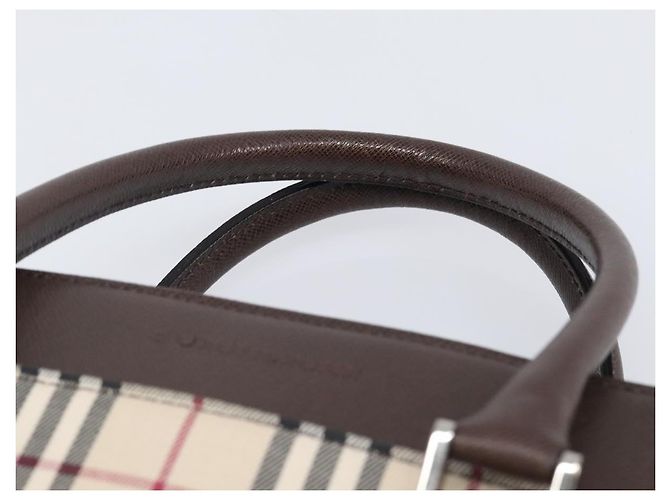 BURBERRY Nova Check Handtasche Canvas Beige Silver Auth 200714V Silber - Ansicht 14