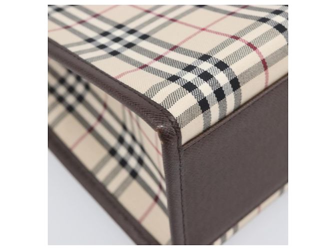 BURBERRY Nova Check Handtasche Canvas Beige Silver Auth 200714V Silber - Ansicht 15