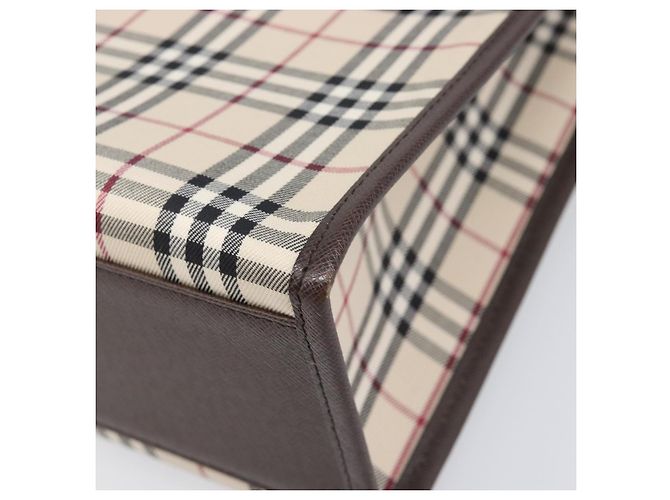 BURBERRY Nova Check Handtasche Canvas Beige Silver Auth 200714V Silber - Ansicht 16