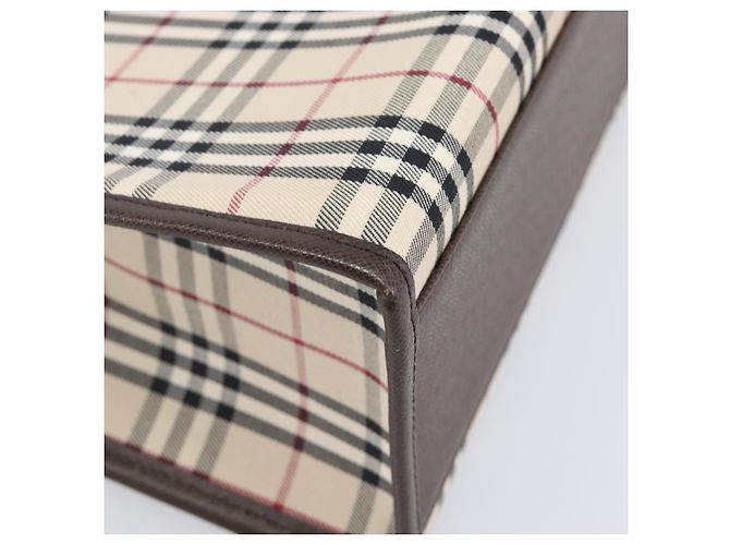 BURBERRY Nova Check Handtasche Canvas Beige Silver Auth 200714V Silber - Ansicht 17