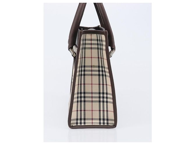 BURBERRY Nova Check Handtasche Canvas Beige Silver Auth 200714V Silber - Ansicht 3