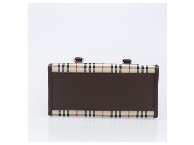 BURBERRY Nova Check Handtasche Canvas Beige Silver Auth 200714V Silber - Ansicht 6