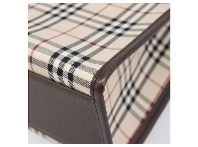 BURBERRY Nova Check Handtasche Canvas Beige Silver Auth 200714V Silber - Ansicht 9