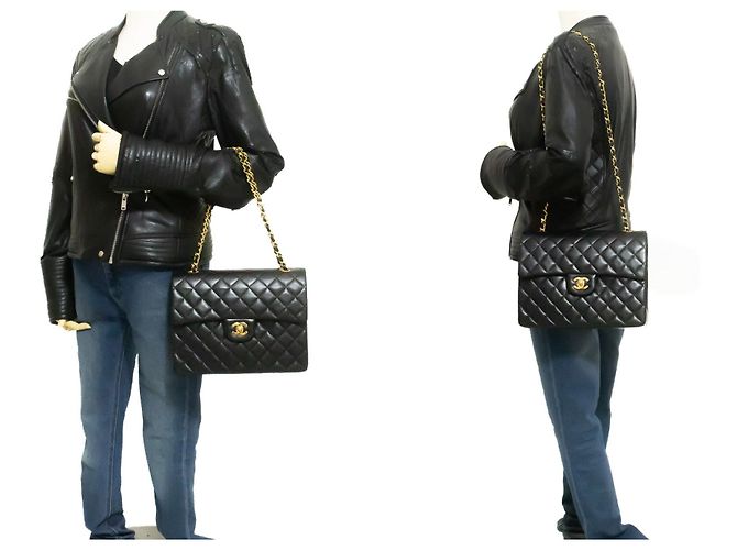 CHANEL Classic Double Flap Square Chain Schultertasche Schwarz - Ansicht 12