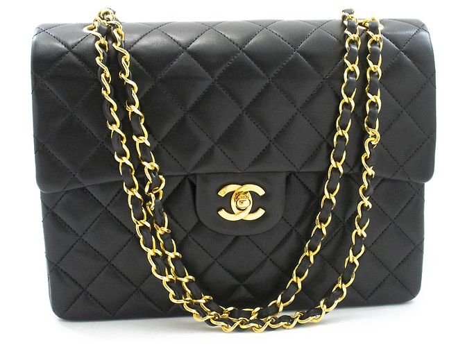 CHANEL Classic Double Flap Square Chain Schultertasche Schwarz - Ansicht 2