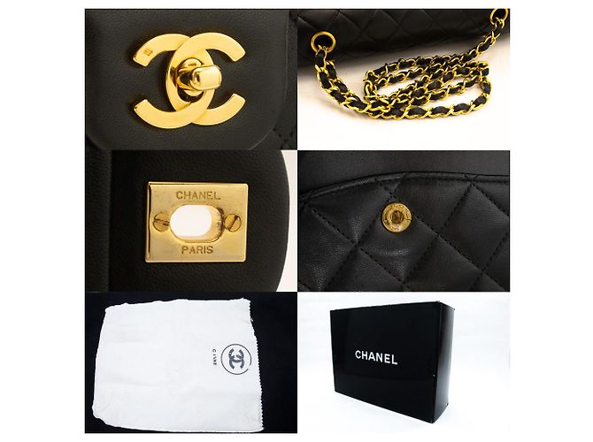 CHANEL Classic Double Flap Square Chain Schultertasche Schwarz - Ansicht 7
