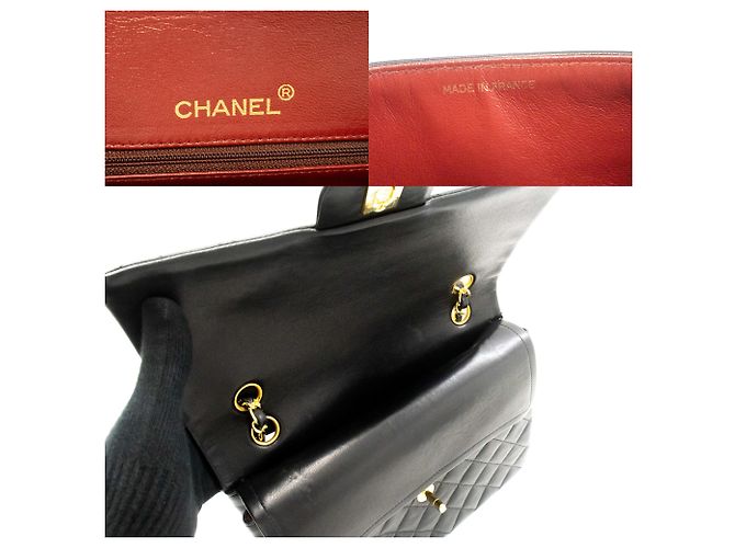 CHANEL Classic Double Flap Square Chain Schultertasche Schwarz - Ansicht 8