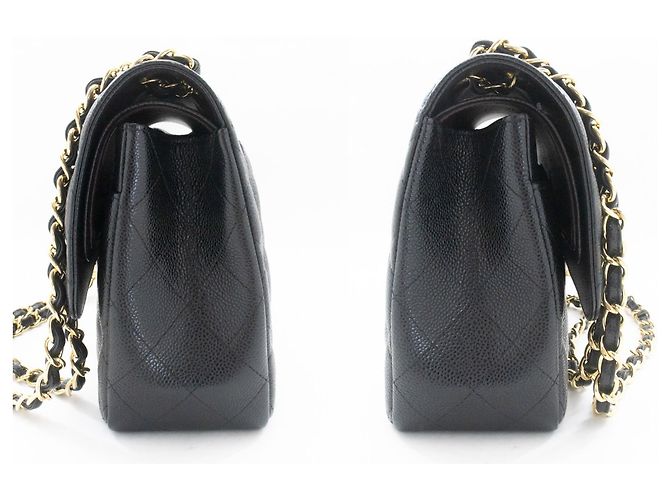 Borsa a tracolla con catena CHANEL 11" Double Flap in vitello granulato nero - vista 5