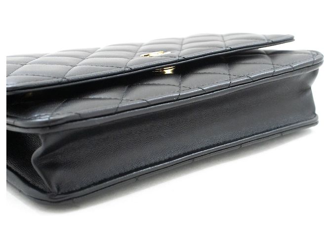 Borsa a tracolla CHANEL Black Classic Wallet On Chain WOC Clutch Oro Nero - vista 4