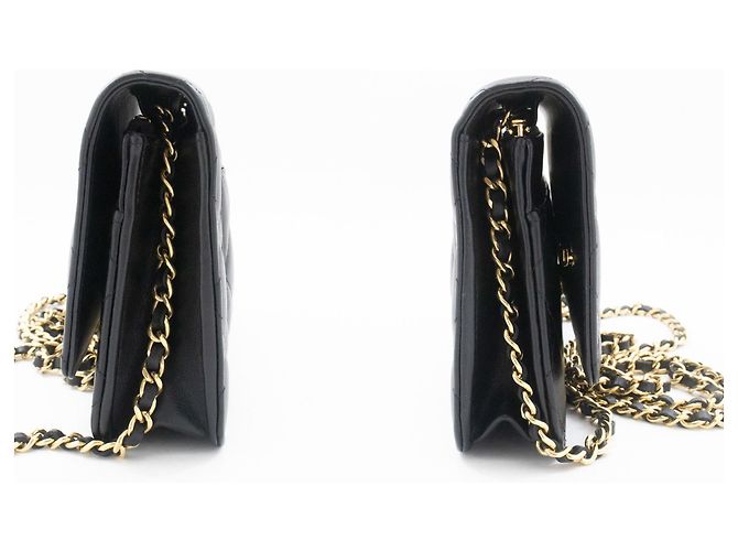 Borsa a tracolla CHANEL Black Classic Wallet On Chain WOC Clutch Oro Nero - vista 5
