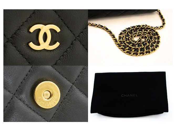 Borsa a tracolla CHANEL Black Classic Wallet On Chain WOC Clutch Oro Nero - vista 7