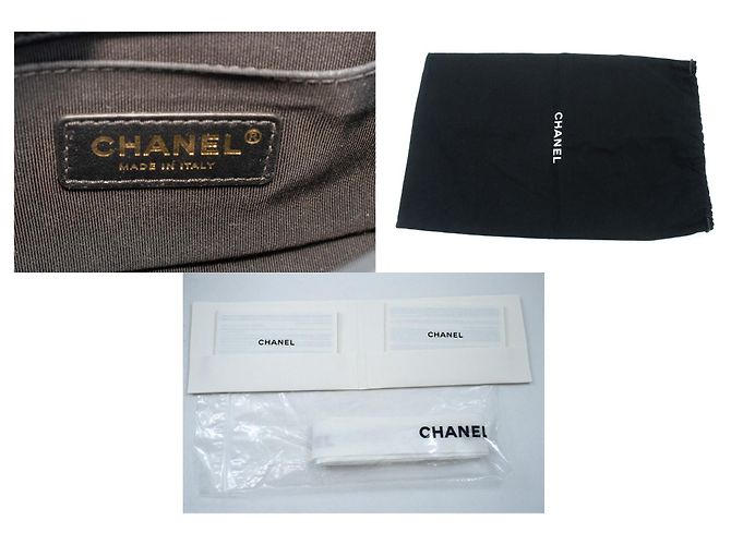 Borsa a tracolla CHANEL Boy Chain Nera Matelassé Patta in Pelle d'Agnello Oro Nero - vista 8