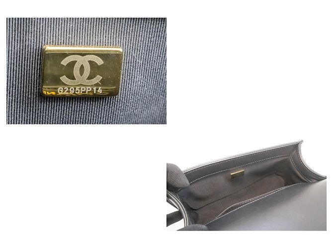Borsa a tracolla CHANEL Boy Chain Nera Matelassé Patta in Pelle d'Agnello Oro Nero - vista 9