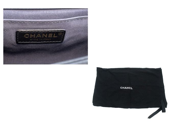 Borsa a tracolla con catena CHANEL Boy in vitello grana Noir Matelassé Oro Nero - vista 8