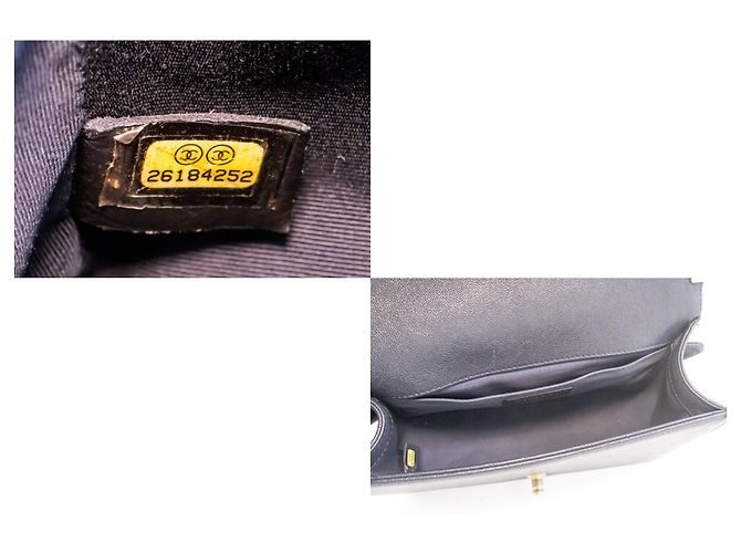 Borsa a tracolla con catena CHANEL Boy in vitello grana Noir Matelassé Oro Nero - vista 9