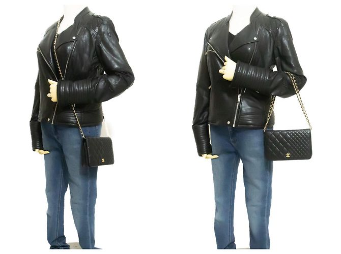 CHANEL Borsa a tracolla WOC Classic Wallet On Chain Nera Nero - vista 12