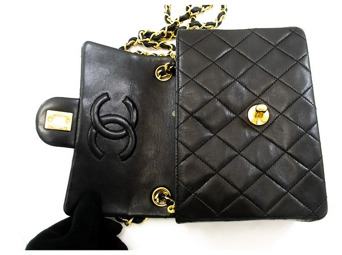 CHANEL Mini Square Small Chain Schultertasche Schwarz - Ansicht 11