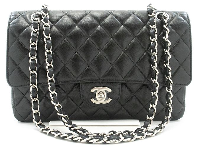 Borsa a tracolla CHANEL Double Flap 10" in vitello granulato, Nero - vista 2