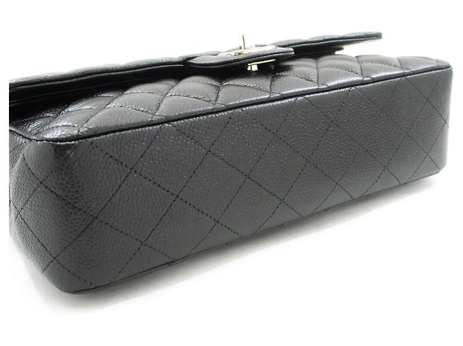 Borsa a tracolla CHANEL Double Flap 10" in vitello granulato, Nero - vista 4
