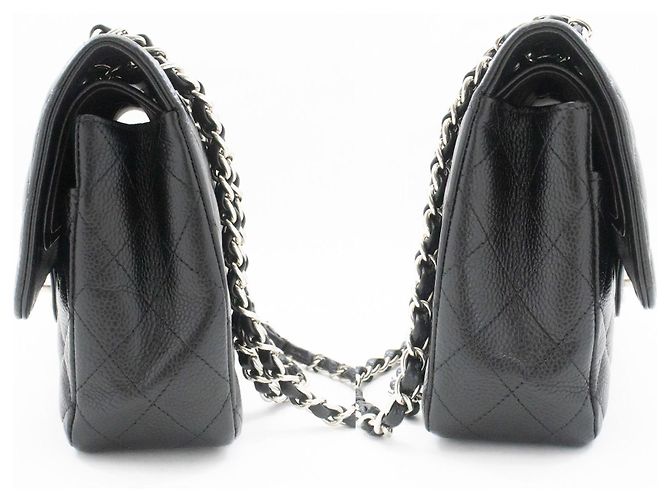 Borsa a tracolla CHANEL Double Flap 10" in vitello granulato, Nero - vista 5