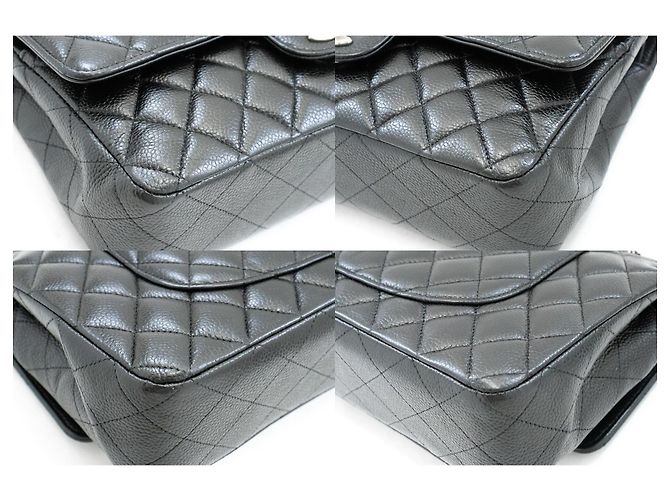 Borsa a tracolla CHANEL Double Flap 10" in vitello granulato, Nero - vista 6