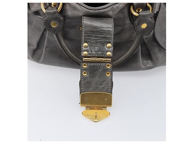 Borsa a mano Miu Miu in pelle grigia tono oro Auth BA15532V Marrone - vista 10