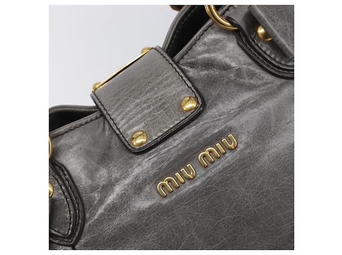 Borsa a mano Miu Miu in pelle grigia tono oro Auth BA15532V Marrone - vista 17