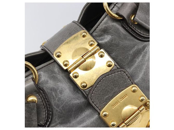 Borsa a mano Miu Miu in pelle grigia tono oro Auth BA15532V Marrone - vista 18