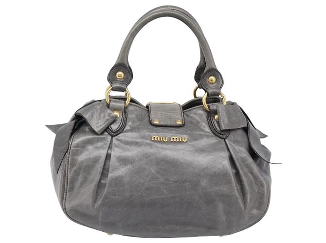 Borsa a mano Miu Miu in pelle grigia tono oro Auth BA15532V Marrone - vista 2