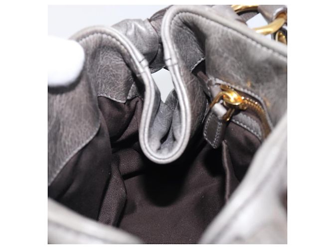Borsa a mano Miu Miu in pelle grigia tono oro Auth BA15532V Marrone - vista 22