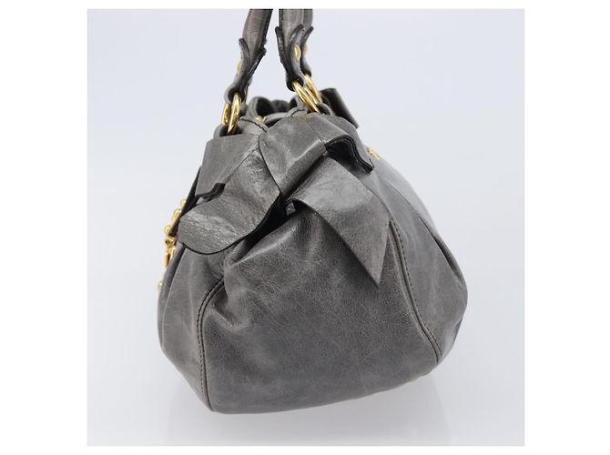 Borsa a mano Miu Miu in pelle grigia tono oro Auth BA15532V Marrone - vista 3