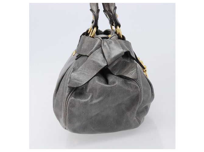Borsa a mano Miu Miu in pelle grigia tono oro Auth BA15532V Marrone - vista 4